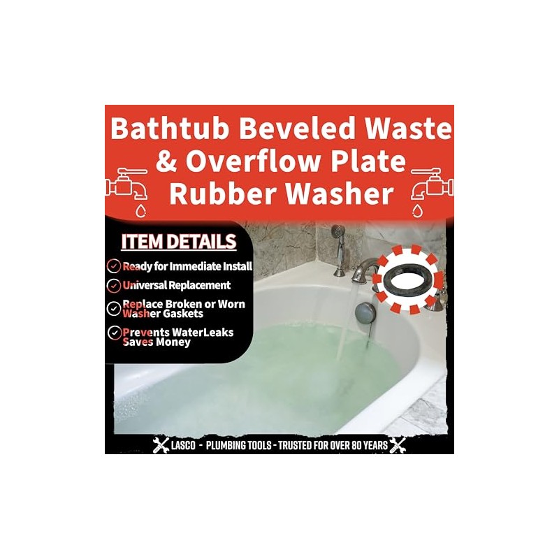 LASCO 02-3027 Bathtub Sponge Gasket for Waste And Overflow Plate,