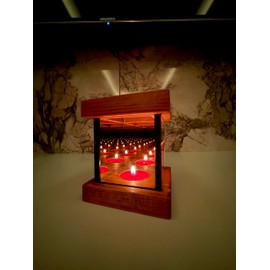 Wooden Infinity Mirror Candle Holder, Glass Tea Light Holder, Square Glass Box Candle Holder, Reflective Mirror Effect, Table, Infinity Cube, Gifts for Wife, Wedding Registry, Christmas, Thanksgiving