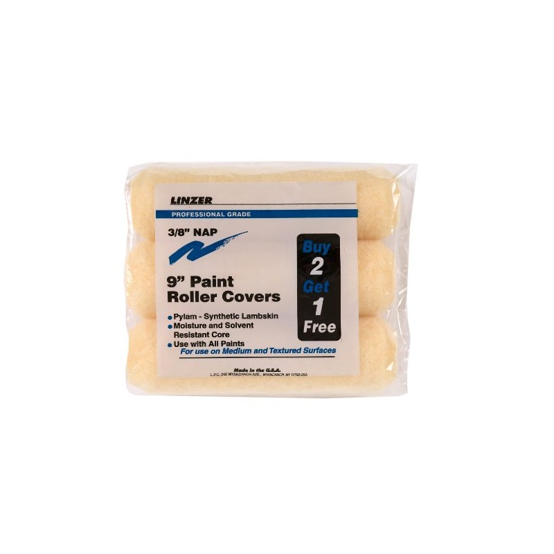 Linzer RS1433 High Density Polyester Filament Paint Roller Covers, 3/8"