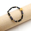 Mayfaith Black Agate Cuboid Beaded Elastic Love Bracelet, Crystal Jade