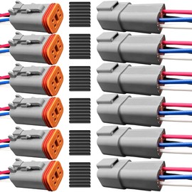 6Pack 4-Pin Waterproof DT Connectors with 16AWG Wires & Heat Shrink Tubes - Ideal for Automotive/Outdoor Electrical Connections