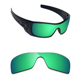 Alphax Emerald Green Mirrored Polarized Replacement Lenses for Oakley Batwolf OO9101 Sunglasses