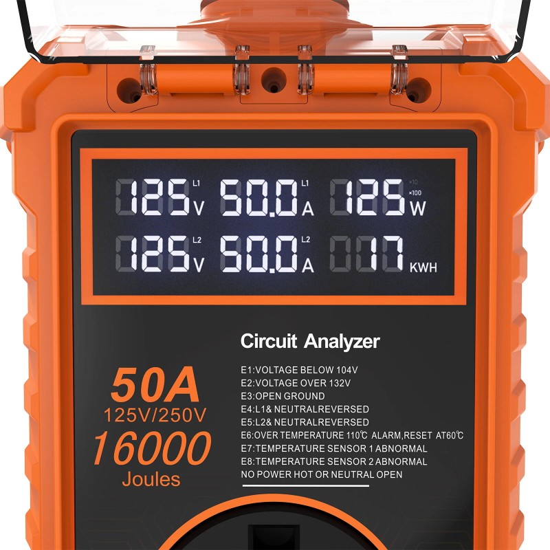 Neverland RV Surge Protector 50 Amp IP67 RV Circuit Analyzer