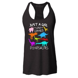 shop4ever® Just A Girl Who Loves Dinosaurs Dino Women's Racerback Tank Top X-Large Heather Black 0