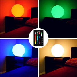 Mr.Go 12-inch Rechargeable Color-Changing LED Ball Light Globe Orb Lamp w/ Remote, Home Kids Room Adult Bedroom Bar Table Patio Pool Party Dimmable Nightlight Relax Mood Lighting Decoration