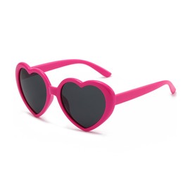 ZIMUSUN Kids Polarized Heart Shaped Sunglasses for Girls Trendy Cute Lovely Glasses Age 3-10 UV400 Protection(A4 Rose Red/Grey)