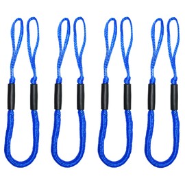 4pcs Bungee Boat Dock Lines 4 Feet Blue Dockline Mooring Rope Boat Accessories Docking Lines PWC Shock Cords for Boats Kayak, Jet Ski, Pontoon, Canoe, Power Boat Wave Runner, Sea Doo, Watercraft