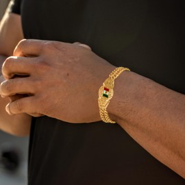 LIFETIME JEWELRY Mexican Flag Cuban Gold Bracelets for Men and Women 24k Real Gold Plated Mens Bracelet | Size 7-9 Inch (7)
