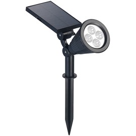 Luminea LED Garden Spotlight Solar: Solar LED Spot with Ground Spike for Garden & Co, 200 Lumens, 1.5 Watt, IP44 (Solar Garden Spotlight with Ground Spike, Solar Spotlight Garden, Outdoor Lighting)