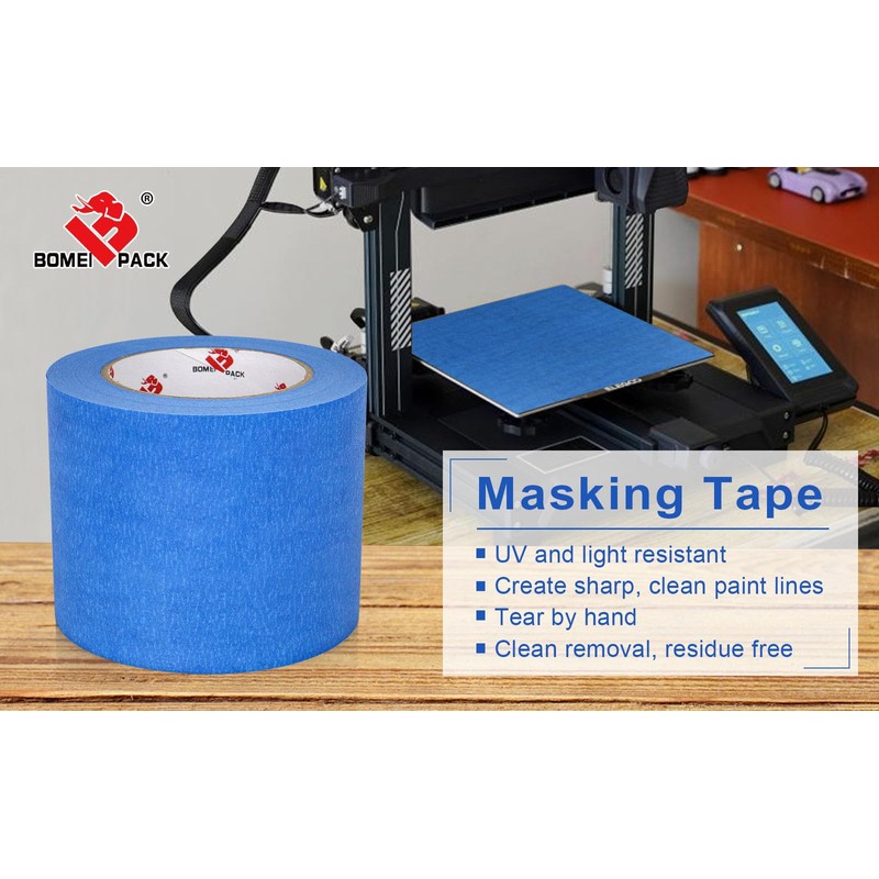 BOMEI PACK Wide Blue Painters Tape 4 Inches x 60
