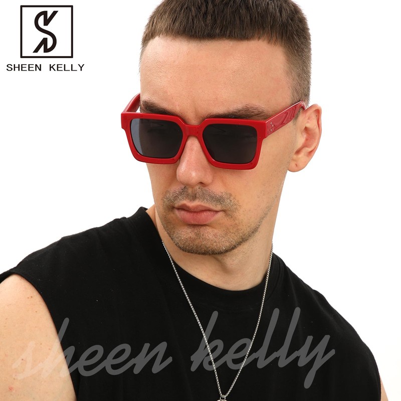 SHEEN KELLY Rectangular Retro Sunglasses Women Men Square Vintage Chunky