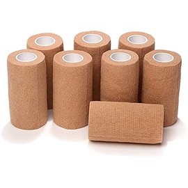 Self Adhering Bandage Wrap | 3 Inch by 5 Yards Non Woven Self Adhesive Bandage Wrap | Brown Athletic Tape for Wrist, Hand and Ankle wrap | Premium-Grade Medical Bandage Tape (8 Pack)