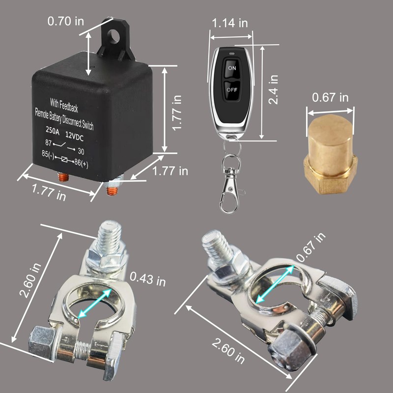 idealWIN with Feedback Remote Battery Disconnect Switch,Car Battery Cut Off