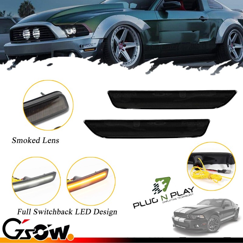 GSOWO Switchback Sequential LED Side Marker Lights for Ford Mustang