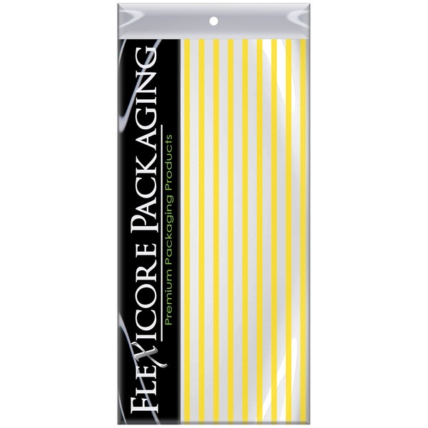Flexicore Packaging Yellow Pin Stripe Print Gift Wrap Tissue Paper Size: 15 Inch X 20 Inch | Count: 100 Sheets | Color: Yellow Pin Stripe