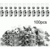 luis 100 Pcs Portagafete Metalico Con Banda Plastica Y Broche