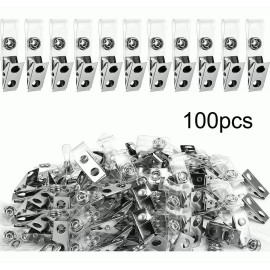 luis 100 Pcs Portagafete Metalico Con Banda Plastica Y Broche