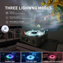 The Waves Player, Waves Bluetooth Speaker, Creative Vintage Record Player Style Speaker with Adjustable Ambient Light for Bedroom, Ocean Sound White Noise Waves Speaker (Green)