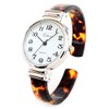 Tortoise Silver Acrylic Band Slim Case Women's Bangle Cuff Watch