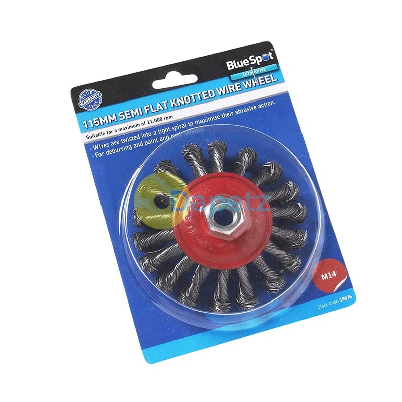 BlueSpot Tools M14 4.5-inch Semi Flat Knotted Wire Wheel