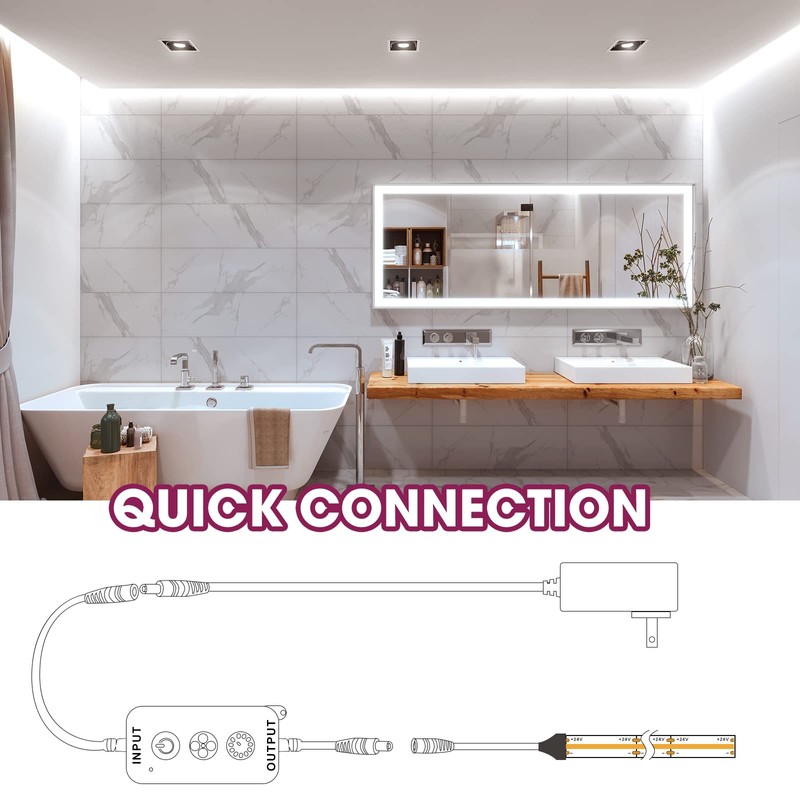 EMITEVER LED Strip Light, Cool White 5000K 16.4ft,24V DC COB