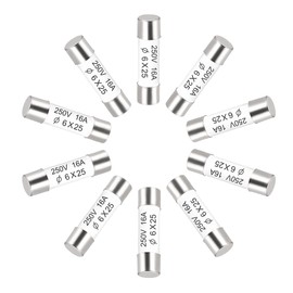 sourcing map Ceramic Fuses Quick Replacement for 16 A 250 V 6 x 25 mm Amplifier Energy Saving Bulb Ballast Pack of 10