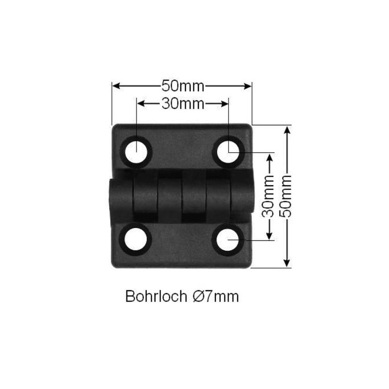 Plastic Hinge 50 x 50 mm Folding Hinge Screw-On Hinge