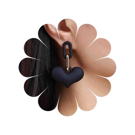 TseenYi Black Heart Dangle Earrings Candy Color Puffy Heart Black Earrings Boho Chunky Puffy Heart Earrings Paperclip Drop Earrings Cute Love Drop Earrings Jewelry for Women and Girls