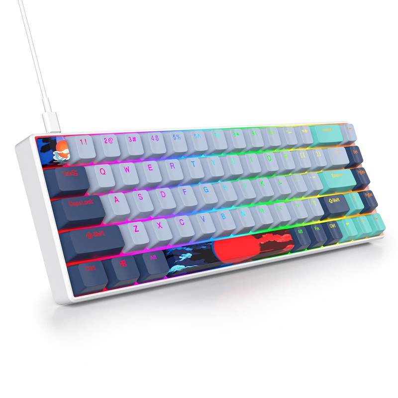 Owpkeenthy 65 Percent Mechanical Gaming Keyboard Hammerhead Shark with Red