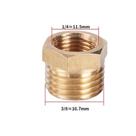 Brass BSP Reduction 3/8 Inch Male x 1/4 Inch Female Thread Reducer Hexagonal Bushing Hose Connection Piece