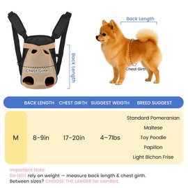Dog Backpack Carrier, Adjustable Pet Front Carriers, Legs Out Carrying Sling Travel Bag for Small Medium Dogs 4-7 Lbs, Soft Wearable Puppy Chest Carry Backpacks for Walking/Hiking/Camping/Traveling