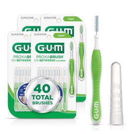 GUM Proxabrush Go-Betweens - Tight - Interdental Brushes - Soft Bristled Dental Picks for Plaque Removal Health - Safe for Braces & Dental Devices, 10 Count (Pack of 4) 40 Total