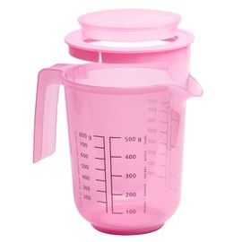 APS Mixing Cup with Lid - Measuring Cup with Measuring Scales for Liquids (L/ml), Sugar (g) and Flour (g) / Volume 1 Litre / Diameter 12.5 cm / Height 16 cm