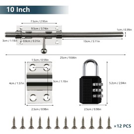 Barrel Bolt Latch Door Locks,Sliding Bolt Latch with 12PCS Screws Thickened Slide Latch Lock Silver with 30 mm Combination Lock Door latches & Bolts Slide Latch Door Lock