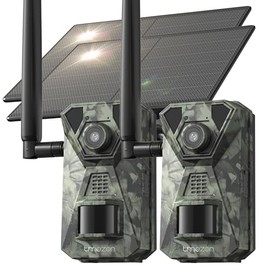 TMEZON 2 Pack 4K Trail Camera, 48MP Game Camera with Solar Panel, WiFi Bluetooth