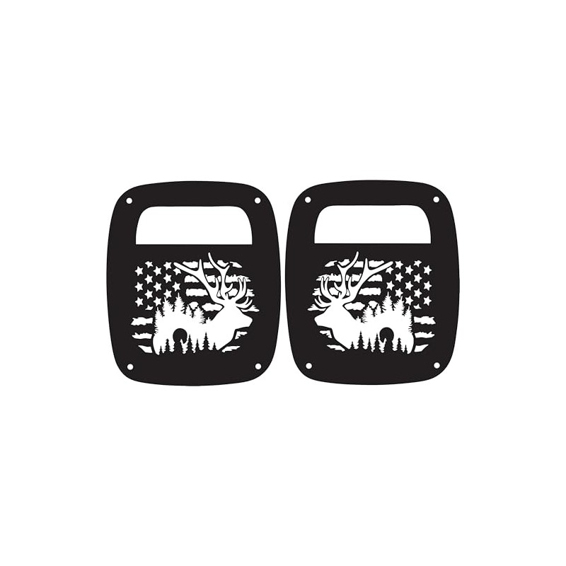 JeepTails Elk with USA American Flag Tail lamp Light Covers