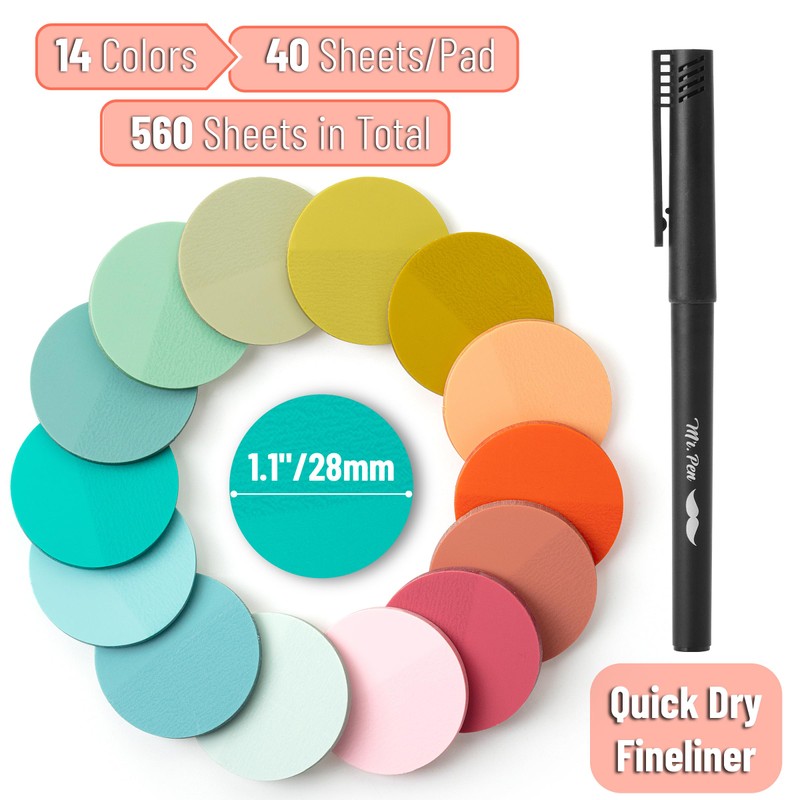 Mr. Pen- Transparent Sticky Note Set, 560Sheets, Colorful, Round Transparent