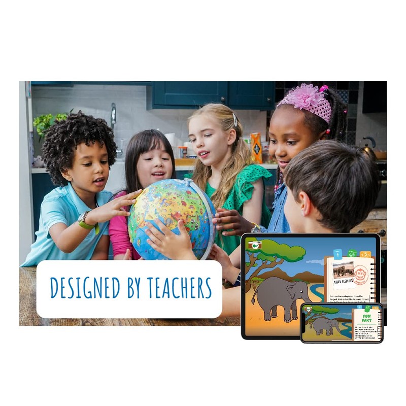 Night Light Globe. Simplified Earth Globe for Kids. App based