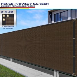 Windscreen4less Fence Privacy Screen 3' x 33' Heavy Duty Windscreen Chain Link Fence Privacy Mesh Fabric Cover for Outdoor Patio Garden, Brown