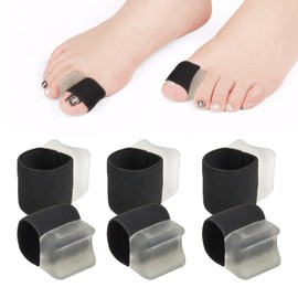 6 Toe Separator,Toe Separators for Overlapping Toes for Men and Women,Soft and Comfortable,Gel Spacers Straightener, Suitable for Overlapping Hallux Valgus(Black,Size L)