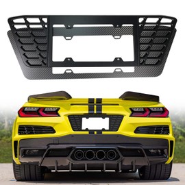 Rear License Plate Frame Fit for Corvette C8 Z06 E-Ray 2023-2025 Glossy Aluminum and Black Carbon Fiber License Plate Frames
