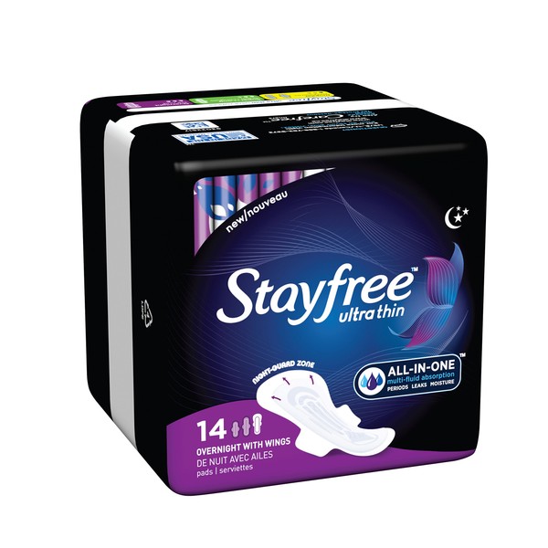 Stayfree Ultra Thin Overnight Pads with Wings - 14 Ct (Pack of 2)