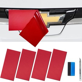 LZLRUN Compatible with Bowtie Logo Wrap Stickers Cut-Your-Own Emblem Overlay DIY Decals for Chevy (11.8 Inch x 4 Inch) (Red Carbon Fiber)