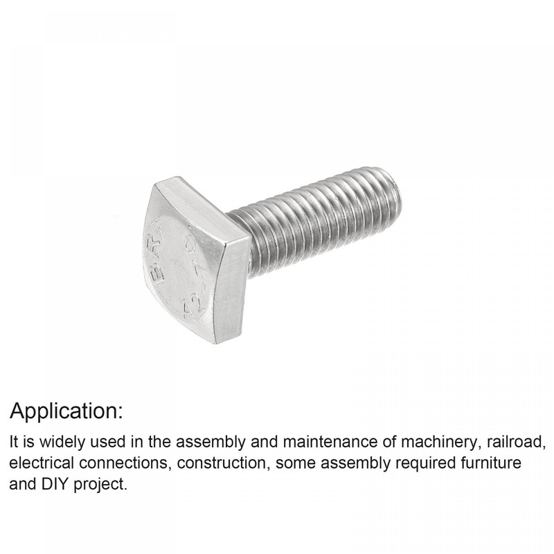 sourcing map Square Head Bolt, 5pcs M10x30mm Fully Thread 304