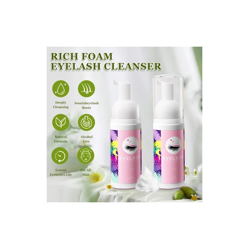 Shampoo Espuma Para Pestañas Y Brocha Para Extensiones Kit