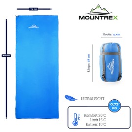 Mountrex® Sleeping Bag - Small Pack Size & Ultralight (730 g) Summer Blanket Sleeping Bag - Outdoor Summer Sleeping Bag - Camping, Travel, Festival - Connectable