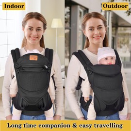 vrbabies Baby Carrier Newborn to Toddler, Baby Carriers from Newborn with Soft Breathable 3D Air Mesh Adjustable Head Neck Support - Outdoor Front & Back Carry Baby Carriers for Babys 8-40lbs