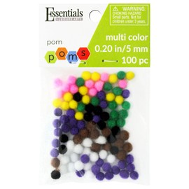 Essentials by Leisure Arts Pom Poms - Multi - 5mm - 100 Piece pom poms Arts and Crafts - Assorted Pompoms for Crafts - Craft pom poms - Puff Balls for Crafts