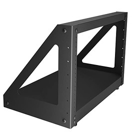 NavePoint 2-Post Open Frame Desk Rack, 6U, 10-32 Threaded, Black, 13.08 lbs, Cold Rolled Steel, Heavy Duty
