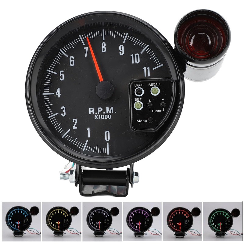 Headerbs Car Pointer Tachometer 12V 5" LED Switch Light 7